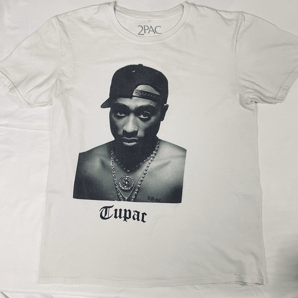 Official 2Pac Tupac Shakur Rap Tee Men's Medium Black White Photo Graphic Shirt